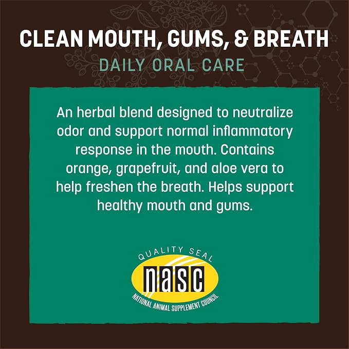 Earth Animal Apothecary Liquid Supplement - Clean Mouth, Gums & Breath Herbal Remedies for Dogs & Cats - 2 fl oz