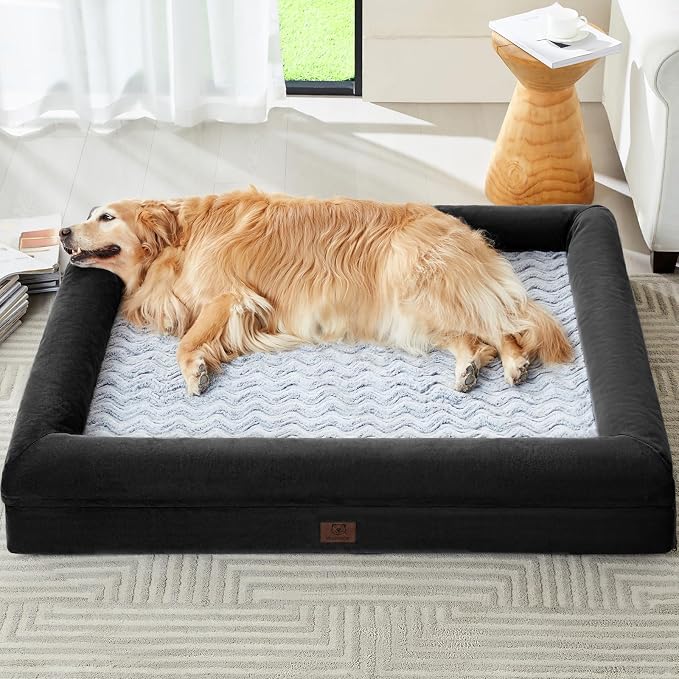 WNPETHOME Human Dog Bed for Adult, Washable Dog Couch with Removable Waterproof Cover, Orthopedic Large Pet Sofa Bed with Bolster Sides for Sleeping