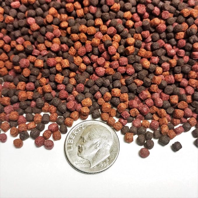 3mm - 1/8" Floating/Sinking Mix of California Blackworm and Intense Red Color Enhancing Pellets for Catfish, Shrimp, Discus, Cichlids, Koi & Pond Fish, All Tropical Fish - 5-lbs