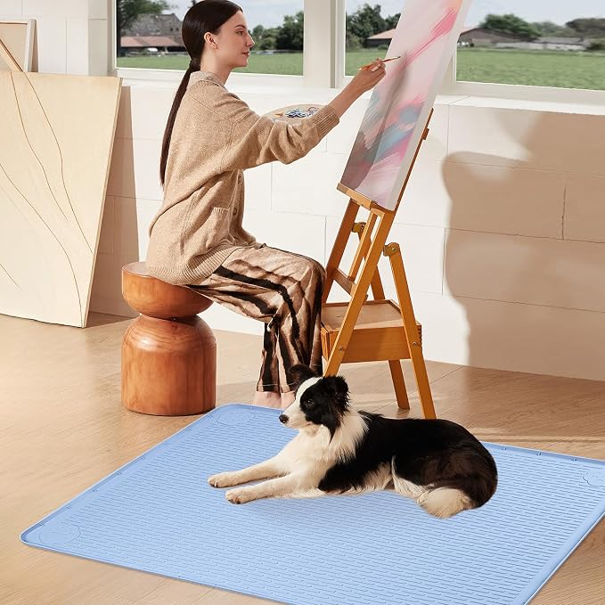 Pee Pads for Dogs, 50" x 35" Extra Large Reusable Silicone Mat, Washable Puppy Training Pads for Potty Training, Non-Slip, Leak-Proof, Indoor Floor Protection (Blue)
