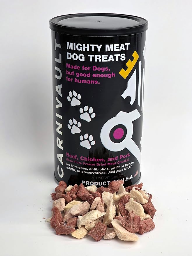 Freeze Dried Dog Treats and Food Topper Combo Pack, Beef Chicken and Pork, Mighty Meat and Carnivore Crumbles