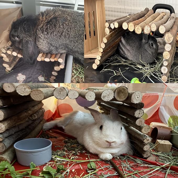kathson Rabbit Wooden Bridge(20.0 x 11.8 inches),Guinea Pig Wood Tunnel Large Bunny Ladders Small Animal Flexible Hideout for Hamster Chinchillas Guinea Pig Hedgehog and Other Rodents