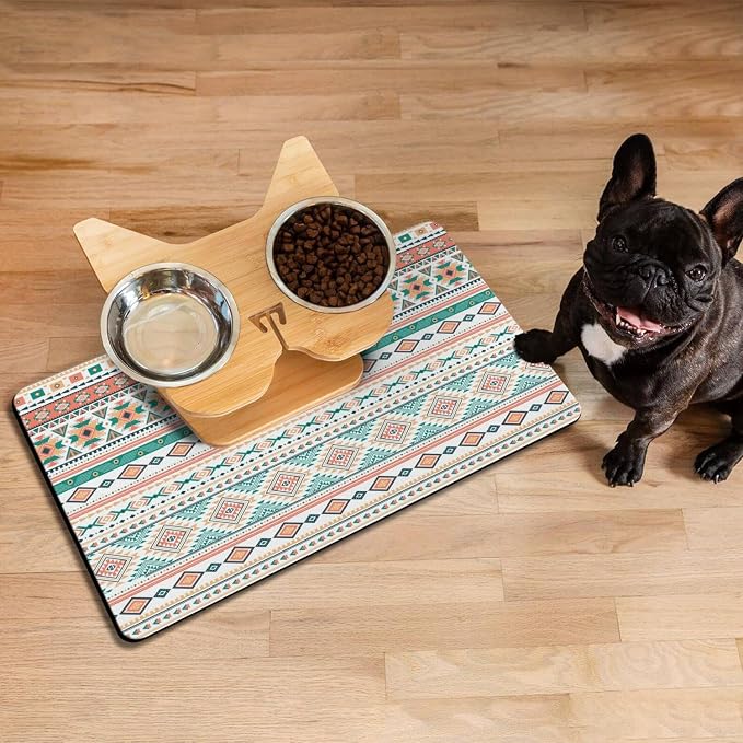 Pet Feeding Mat for Floors Waterproof Dog Mat for Food and Water Absorbent Quick Dry Non Slip mat for Cat Bowls