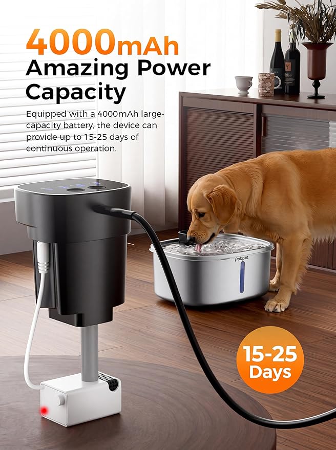 Dog Cat Water Fountain 10L Metal Wireless Dog Water Fountain Stainless Steel Water Bowl for Small Large Dog,Fresh Flow Large Capacity Dog Dispenser, Wider Drinking Area, Ultra-Quiet - 8 Filter