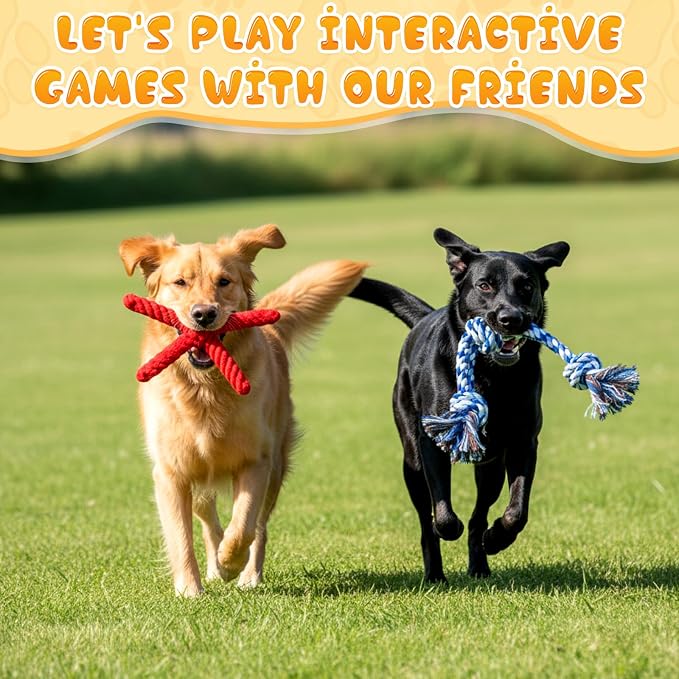 27 Pack Dog Rope Toys for Aggressive Chewers, Heavy Duty Teething Chew and Tug Toy Set for Medium and Large Dogs, Puppy Toys with Fun Fruit & Cartoon Shapes