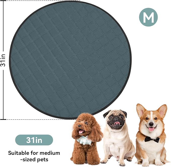Siedihit Washable Reusable Pet Pee Pads, Absorbent Non-Slip Training Mat for Dog Cat Rabbit Puppy Kitten, Whelping Playpen Crate Bed Cage Home Indoor Outdoor (Medium - 4pack, Round)