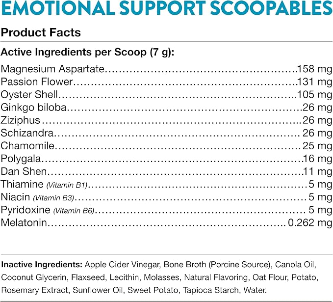 NaturVet Scoopables Emotional Support for Dogs - Daily Calming Aid Promotes 24/7 Normal, Calm Behavior - Hickory Smoked Bacon Flavored | 11oz Bag