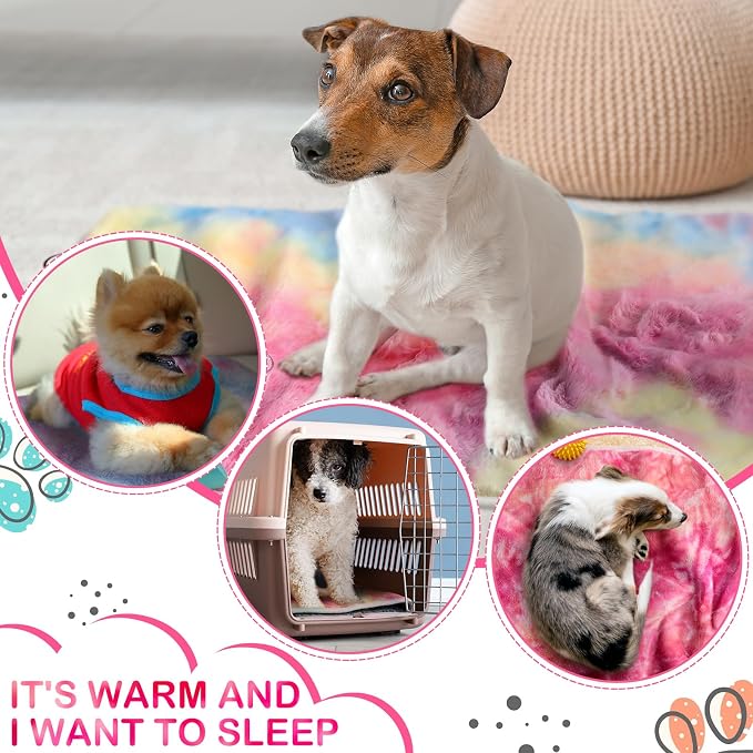 Tudomro 8 Pcs Absorbent Guinea Pig Blankets Washable Small Animal Fleece Bedding Cage Liners Reusable Pet Sleep Mat Pad Cover for Ferret Chinchilla Furniture Protection(Tie Dye,12 x 12 Inch)
