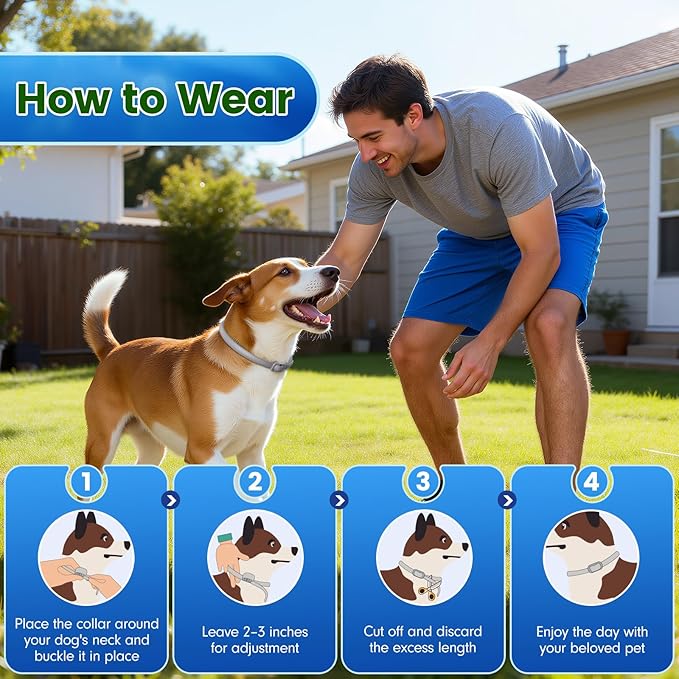 KOOSA Flea and Tick Collar for Dogs, 3 Packs Flea Collar for Dogs with Natural Essential Oils, Waterproof & Adjustable Flea and Tick Prevention Collar for Small Medium Large Dogs & Puppies, Grey 07