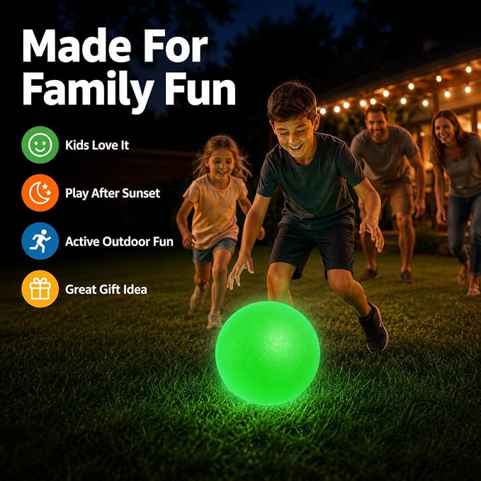 Hiboom Glow in The Dark Kickballs Dodgeballs, 8.5"/ 10"/ 6" Light up 4 Square Ball with Pump, No Battery Needed Playground Balls for Backyard School and Outdoor Night Activities