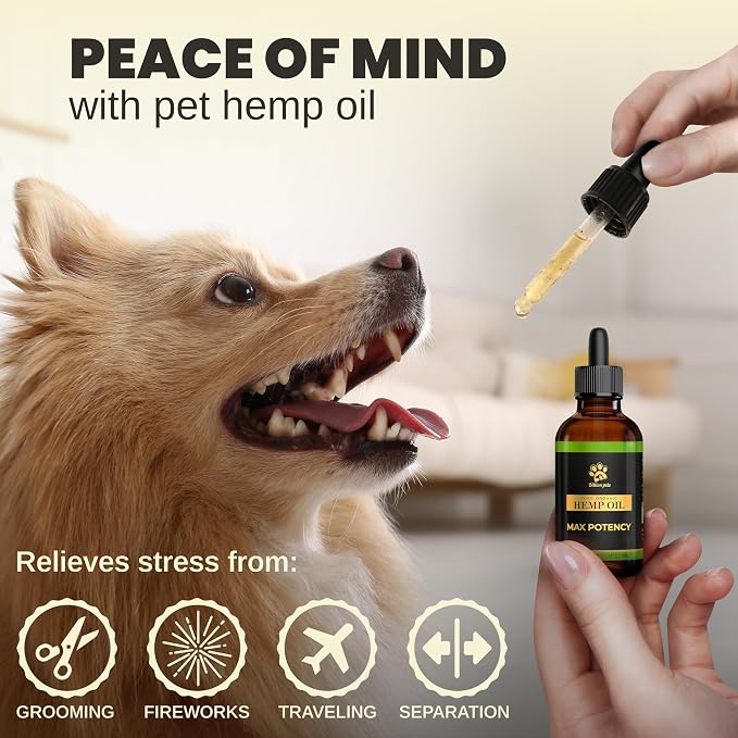 Billion Pets - Hemp Oil for Dogs and Cats - Helps with Anxiety, Pain, Stress, Sleep, Arthritis, Seizures Relief - Hip and Joint Support - Calming Drops Treats