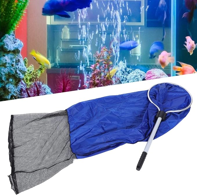 Aquarium Fish Net, Soft Fish Transfer Net Long Koi Tansfer Mesh Basket with 20-inch Long Handle for Medium Large Fish Spawning, Breeding, Care & Transfer(Diameter 35CM)