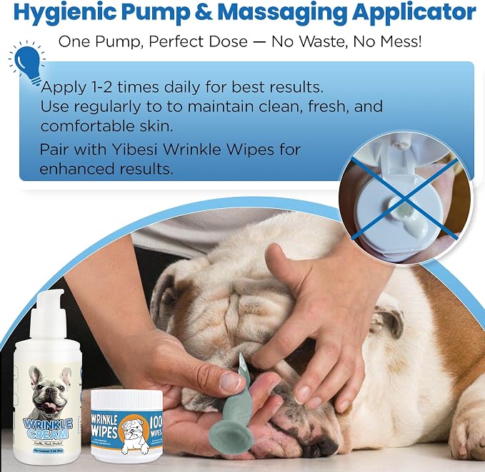 Dog Wrinkle Cream 3 Oz for Bulldogs' Face, Tail Pockets, Paws | Dog Wrinkle Care for Frenchies & Pugs - Moisturizing Balm For Gentle Sensitive Skin Care