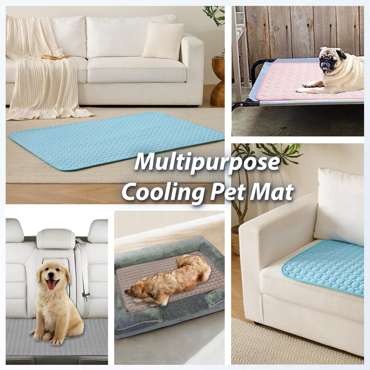 MICROCOSMOS Summer Cooling Mat & Sleeping Pad- Water Absorption Top, Materials Safe, Easy Carry, EZ Clean. Keep Cooling for Pets, Kids and Adults.(Brown, 48" x24")