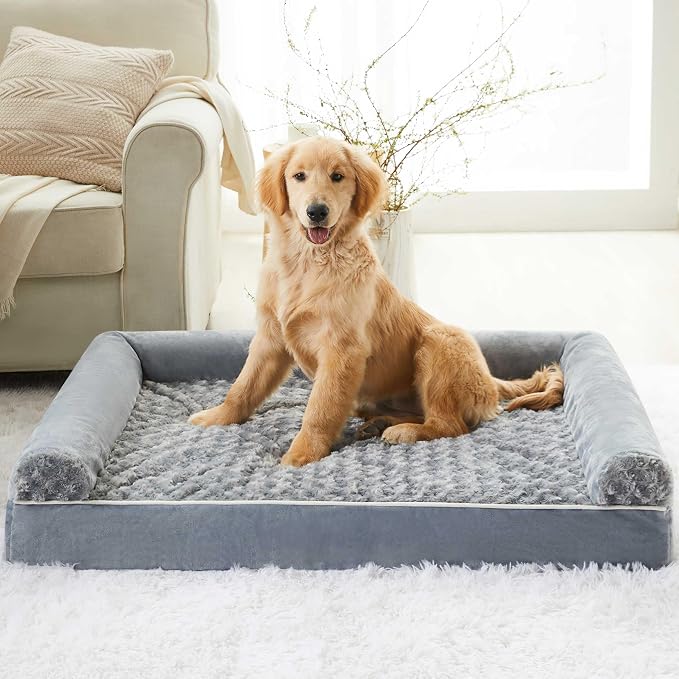 BFPETHOME Orthopedic Washable Dog Beds Large Sized Senior Dog for Comfy Sleeping with Removable Cover, Waterproof Big Soft Pet Couch Bed for Dogs Rerlax