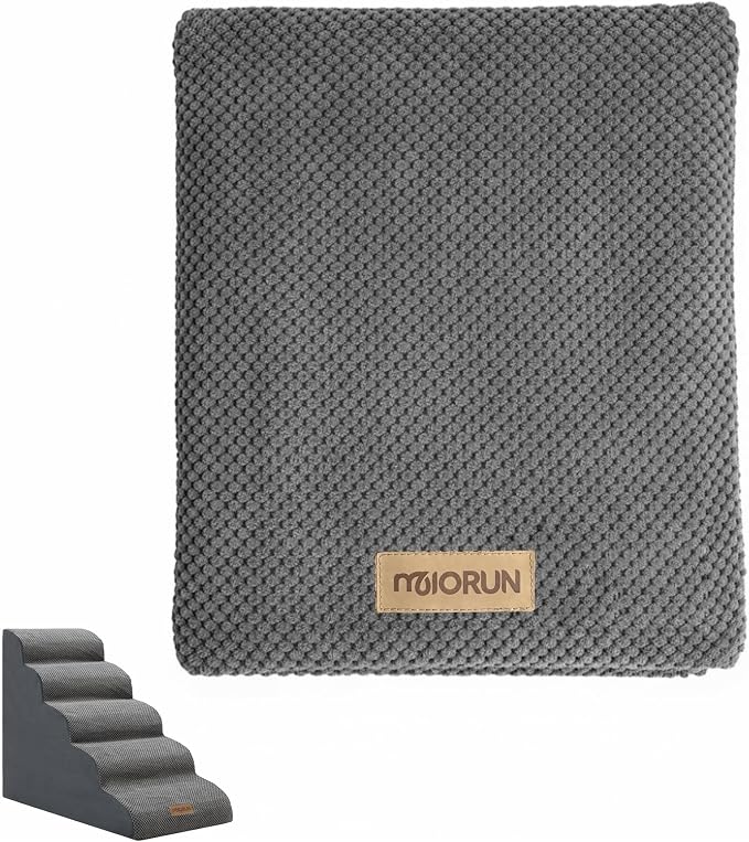 Cover for Miorun Dog Stairs for High Beds Up to 30", Extra-Tall 5-Step Dog Steps for Bed, 24.5" Tall Foam Pet Stairs for Small & Medium Dogs, Washable Cover for Gentle Slope Cat Ramp for Bed, Gray