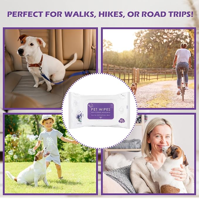 Treela 10 Packs of 800 Dog Wipes Pet Wipes Cat Grooming Supplies for Paws, Butt, Ear, Skin, Body Bath Cleaning Stain Odor Remover, Home or Travel Use(Lavender)