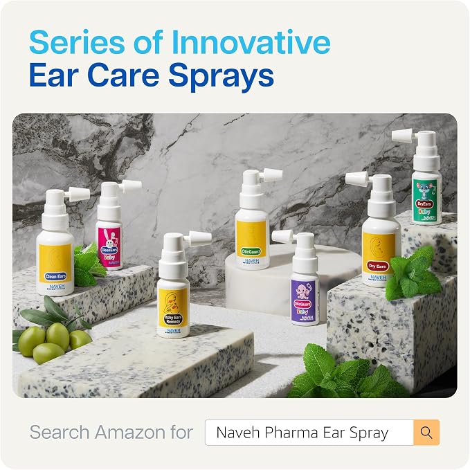 NAVEH PHARMA® Itchy Ears Remedy Ear Cleaning and Itch Relief — Moisturizing Spray for Dry-Feeling Ears, Cleanses & Soothes the Outer Ear, Gentle Daily Ear Hygiene, Spray Applicator 1 Fl Oz)
