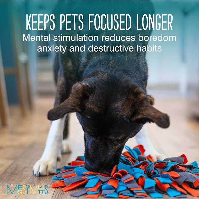 Messy Mutts Round 15” Forage Mat with No-Slip Suction Cups | Snuffle Mat Puzzle for Dogs | Stimulating Sniffing Interactive Puzzle for Dogs