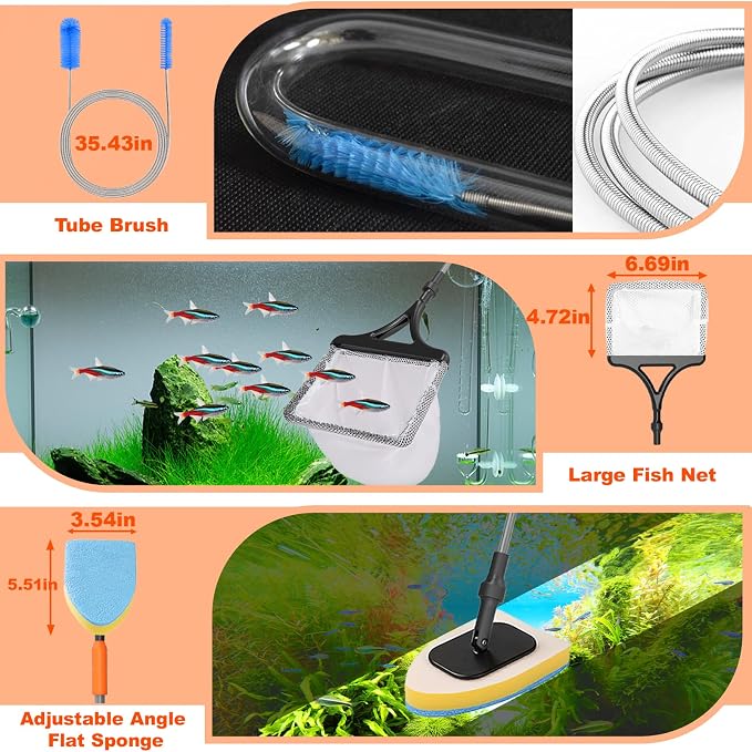 SEAOURA Aquarium Cleaner Tool with Aquarium Magnetic Cleaner & 7-in-1 Aquarium Cleaning Kit