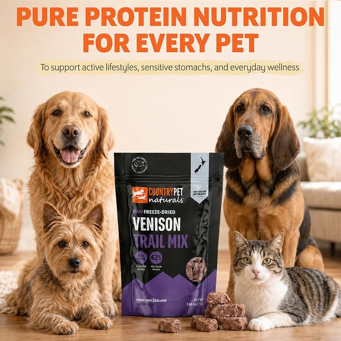 New Zealand Raw Freeze-Dried Venison Lung, Spleen & Kidney 62% Protein Bites 100% Grass-Fed, Premium, Single Ingredient, Grain & Gluten Free Dog Treat & Topper. No crumbling 3-pack