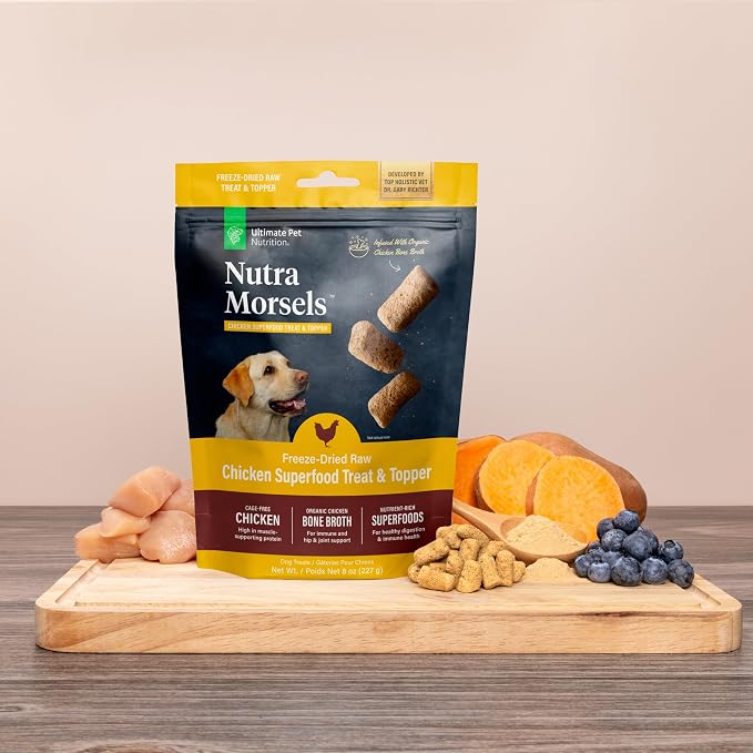 ULTIMATE PET NUTRITION Nutra Morsels, Superfood Treat & Food Topper (Chicken, Pack of 3)