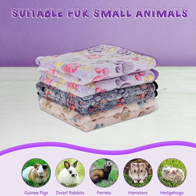 YUEPET Waterproof Guinea Pig Blankets Washable 3 Pack Small Animal Fleece Cage Liners Pet Soft Sleep Mat Pad Cover Warm Flannel Throw for Hamster Guinea Pig Rabbit Chinchilla Hedgehog Ferret 23"×16"
