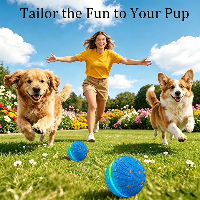 Smart Interactive Dog Toys, 3 Play Modes Smart Moving Bouncing Dogs Ball, E-TPU Moving Dog Toy Ball with RGB Lights, USB Rechargeable, Waterproof Dog Ball, Automatic Dog Toy for Medium & Large Dogs