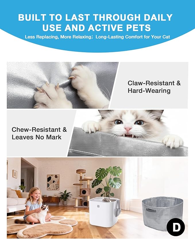 4 Pack Reusable Litter Liners A Compatible with Cat Litter Box liner Type-A, Modkat Liners with Heavy-Duty Carrying Handles