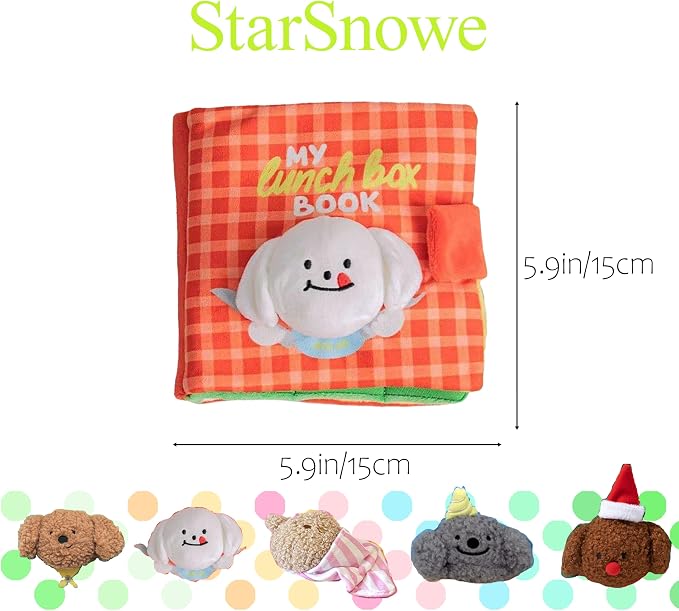 StarSnowe×Cute Dog Enrichment Toys,Squeaky Snuffle Book Series,Interactive Sniff Mat for Mental Stimulation & Slow Feeding,Treat Puzzle Toys for Puppy,Crinkle Gifts (Orange - Lunch Box)