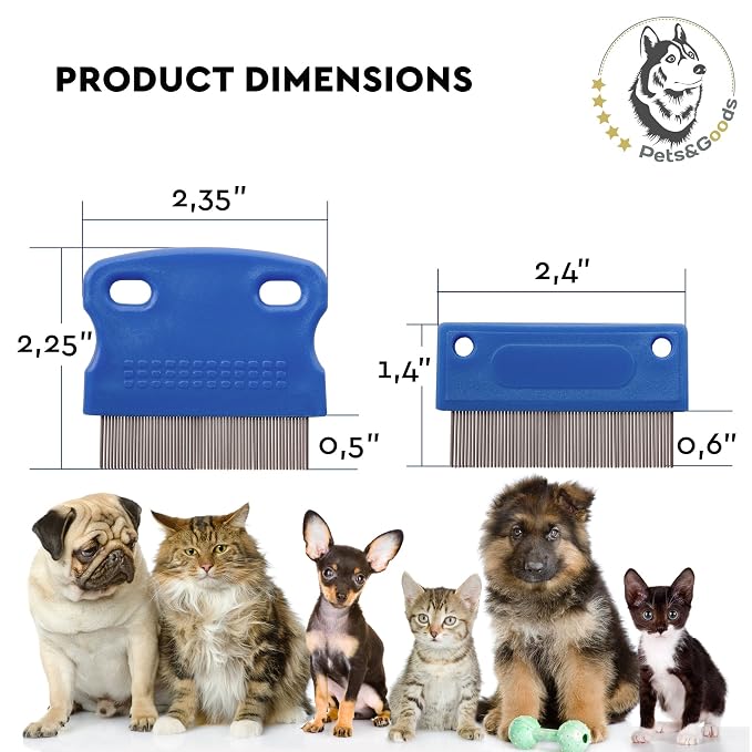 Pets&Goods Dog Grooming Combs & 5-Pack Plush Toy Bundle - Gentle Tear Stain Remover and Soft Squeaky Toys for Puppies & Small Dogs