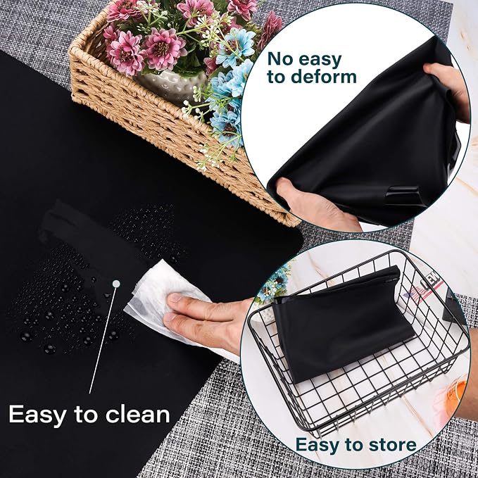 Gartful Extra Large Silicone Mat for Craft, 25.2" x 17.7" Silicone Craft Sheet Jewelry Casting Mold, Countertop Mat, Nonskid Counter Table Protector, Multipurpose Mat, Placemat, Black