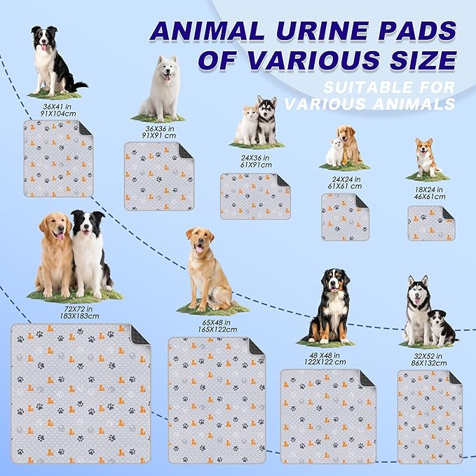 WanpeeGoo Washable Pee Pads for Dogs, 2 Pack Absorbent Reusable Training Dog Pads Pet Puppy Pads, Non-Slip Potty Pads for Whelping, Playpen, Crate, Bed, Orange, 36"x41"