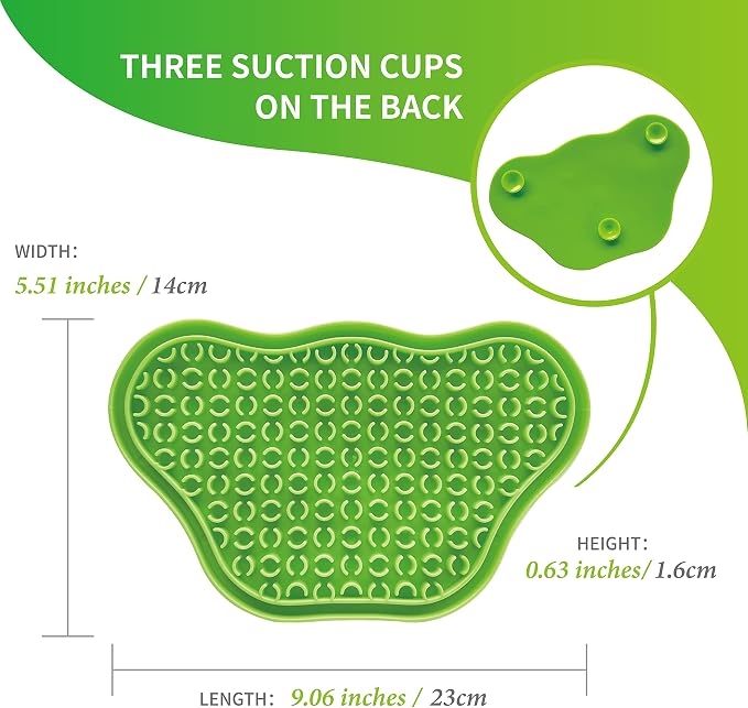 PetDreamHouse Lick Paw Pad & Slow Feeder for Dogs, Anti-Boredom, Distraction Mat, Reduces Anxiety w/Stress-Relief Stimulating Licking, Suction Cups on Back, Ideal for Puppies, Dogs & Cats, Green