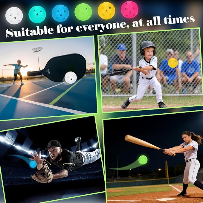 Coopay 3/6/12 Pack Practice Balls Glow in The Dark Baseballs Plastic Soft Baseballs with Drawstring Bag for Indoor Outdoor Night Training, Backyard Games Batting Hitting Softballs