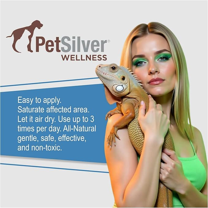 PetSilver Reptile Wound Spray with Chelated Silver – Reptile Wound Care for Snakes, Lizards, Geckos – Burns, Sores, Irritations & Scale Rot Treatment – Non-Toxic & Safe – Made in USA – 2 fl oz