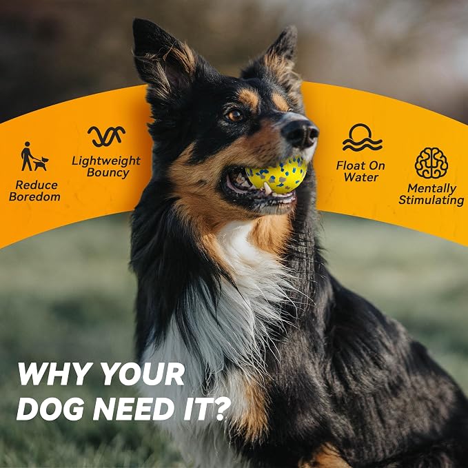 FUSOTO 2Pcs Dog Balls, Tennis Balls for Dog Aggressive Chewers, for Large Medium Small Puppy, Training Catch&Fetch, Water Floats Toys, Yellow