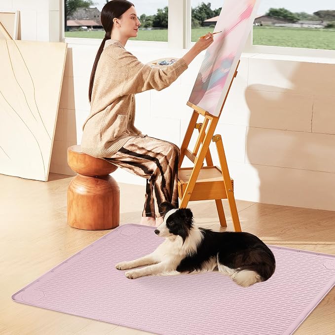 Pee Pads for Dogs, 50" x 35" Extra Large Reusable Silicone Mat, Washable Puppy Training Pads for Potty Training, Non-Slip, Leak-Proof, Indoor Floor Protection (Pink)