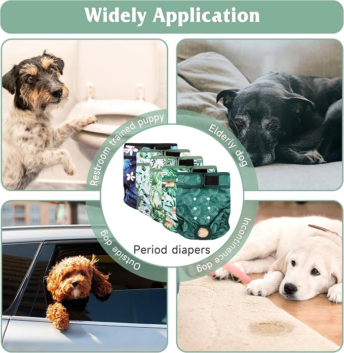 Dog Diapers Female 5pcs,Reusable Dog Doggie Puppy Doggy Diapers Female, Period Panties in Heat, Leaf, XXLarge