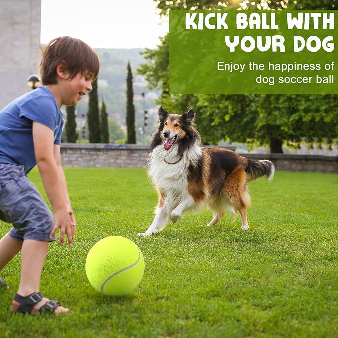 Blueweenly 8 Pack Dog Tennis Balls, 4 Large 9.5" 4 Small 2.5" Tennis Balls for Dogs, Outdoor Herding Dog Toys with Inflation Needle, Pet Birthday Sports Gifts for Small Medium Large Dogs