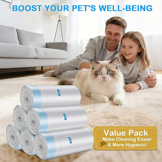 100 Count Cat Litter Box Bags Compatible with NeakM1 Petpiv Autoscoper 11 Open-Top Self-Cleaning Cat Litter Boxes, Heavy Duty Leak-Proof Drawstring Handle Cat Litter Box Liners, 27" x 13"