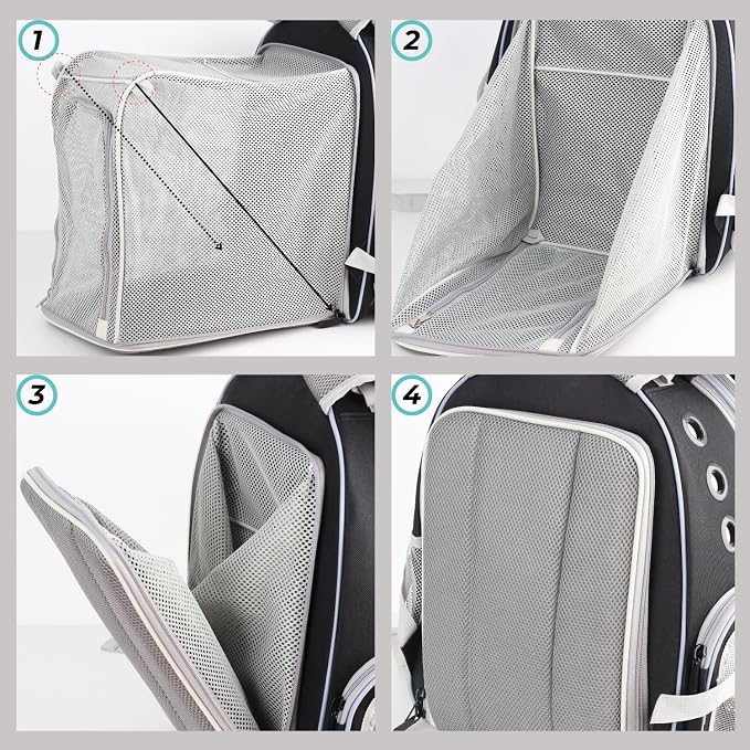 Lollimeow Cat Carrier Backpack, Expandable Bubble Pet Carrier for Cats and Small Dogs, Airline Approved Travel Backpack for Hiking, Walking & Outdoor Adventures - Supports up to 14 lbs