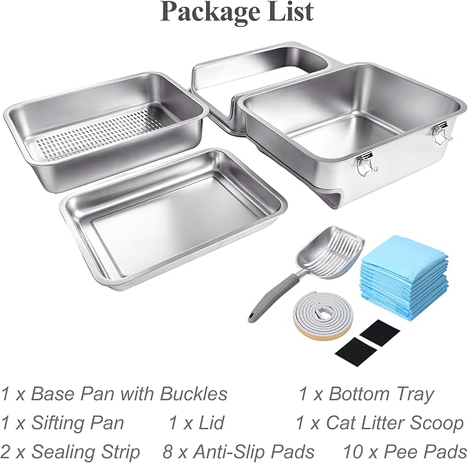 Pull-Out Sifting Cat Litter Box with Lid for Pine Pellets (17.5" L x 13.6" W x 10" H)
