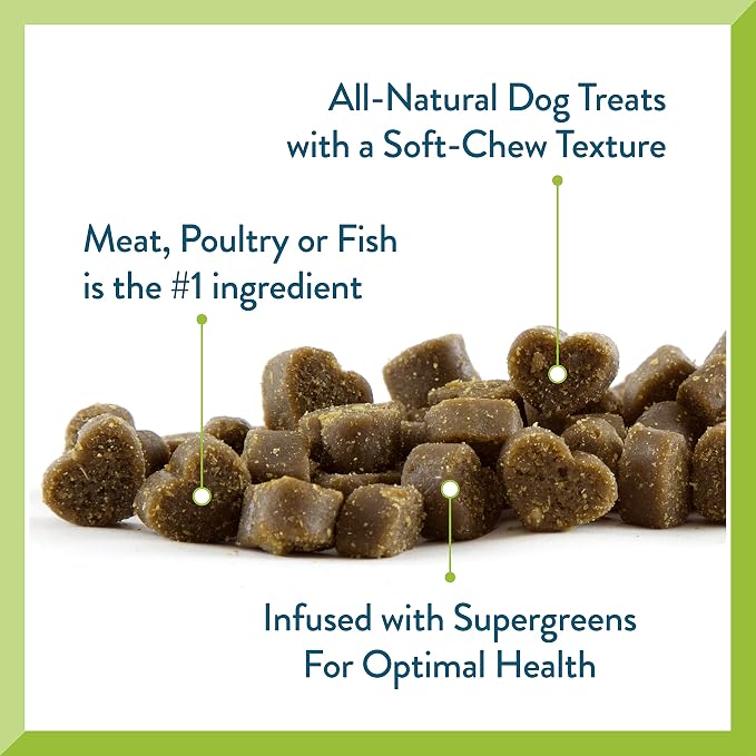Pet Greens Natural Soft-Chew Dog Treats Infused with Supergreens, Healthy Salmon, Roasted Chicken, Tasty Lamb and Bacon and Cheese Flavors, 6 Ounces Per Pack (4 Pack Variety Pack)