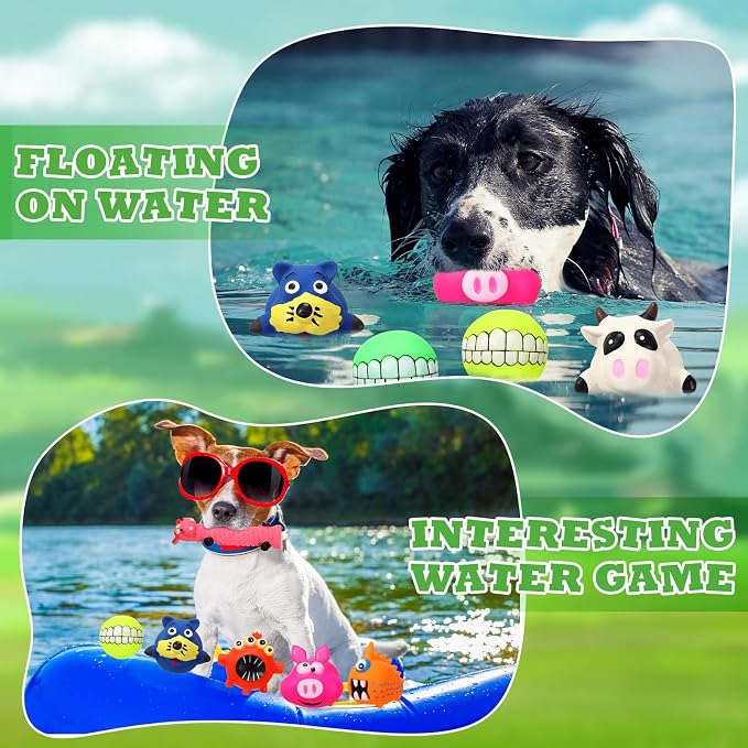 Shappy 20 Pcs Squeaky Dog Toys, Latex Rubber Dog Toys Bulk Soft Squeak Chew Balls Assorted Animals Puppy Fetch Interactive Play for Medium Large Pets(Cute)