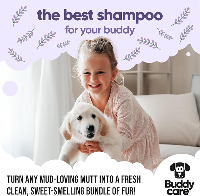 Calming & Deodorising Dog Shampoo by Buddycare | Lavender Scented | with Aloe Vera and Pro Vitamin B5 (33.8oz)