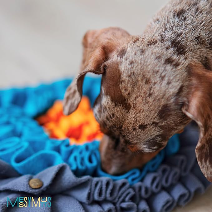 Messy Mutts Square Forage Mat with Suction Cups on Back for Stability | 11” x 11” Snuffle Mat Puzzle for Dogs | Stimulating Sniffing Interactive Puzzle for Dogs