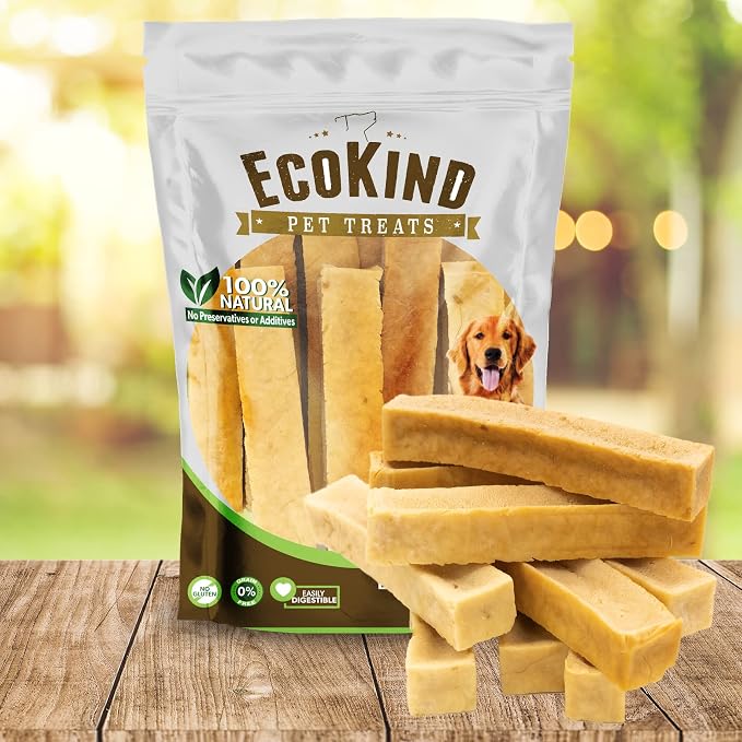 EcoKind Yak Cheese Himalayan Dog Chews, Yak Chews for Large Dogs, Long Lasting Bone for Aggressive Chewers, 4 Ingredients, Natural High Protein Treats, No Additives, Chicken, Large 12+ Chews (3 lbs)