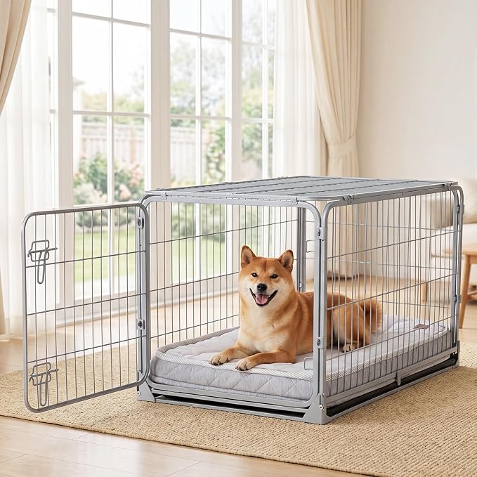ZOMISIA Reversible Warm & Cooling Dog Bed for All Season Q-Max 0.5, Orthopedic Dog Bed Matrress for Large Dogs, 3" Thick Egg Crate Foam Pet Bed with Detachable Non-Slip Bottom, Waterproof Cover