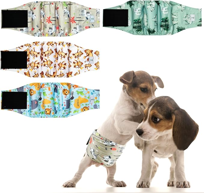 4Pack Dog Diapers Male,Reusable Leakproof Pet Soft Dog Belly Band Wraps,High Absorbency Male Dog Diaper,Wider Washable Belly Band for Doggy Incontinence and Puppy Training XXL